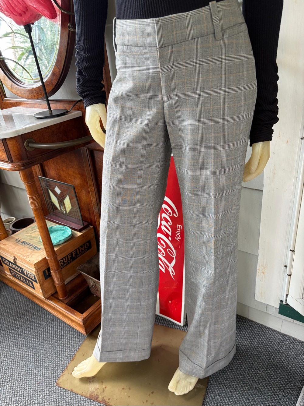 BR Gray Glen Plaid Women’s Lined Pants with Cuff